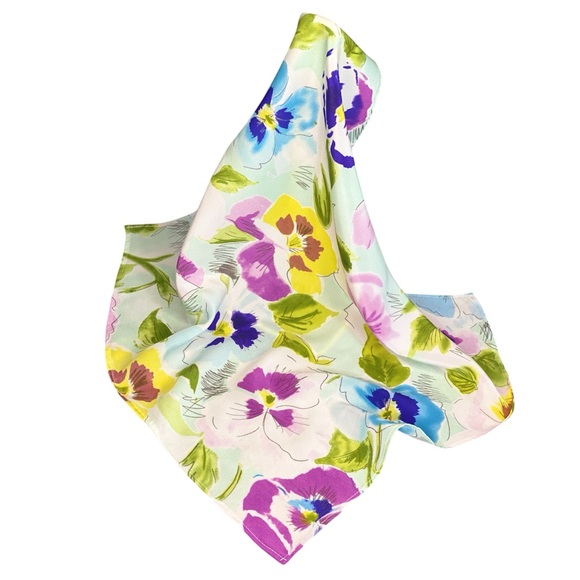 NWT SILKLETTE Spring in Bloom 100% Fine Silk Kerchief Scarf Multicolor - Picture 5 of 9